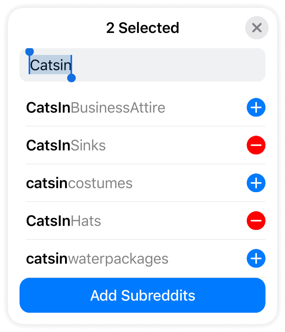 Fast subreddit selector in Apollo