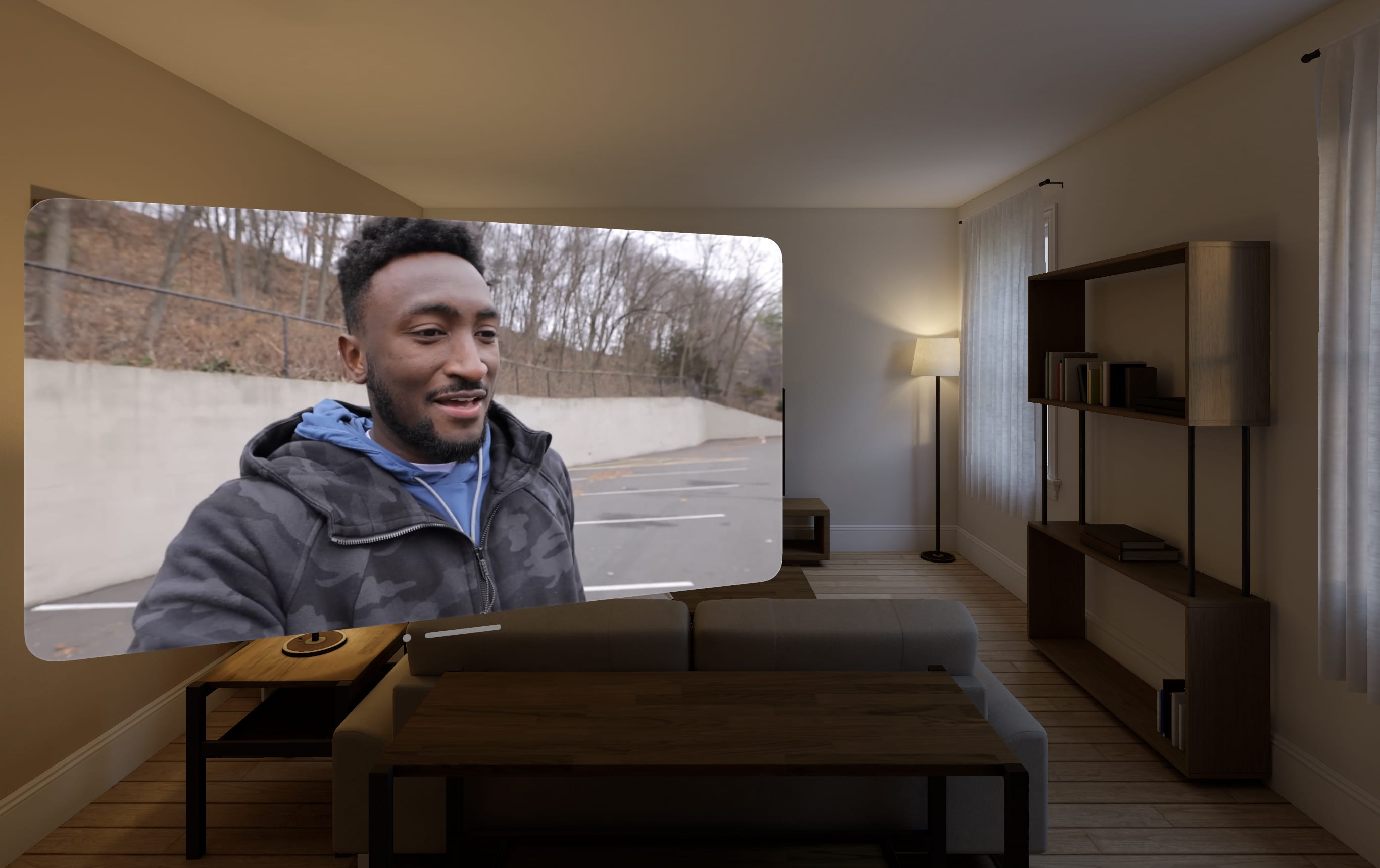 An MKBHD video that is positioned slightly off center in your peripheral vision