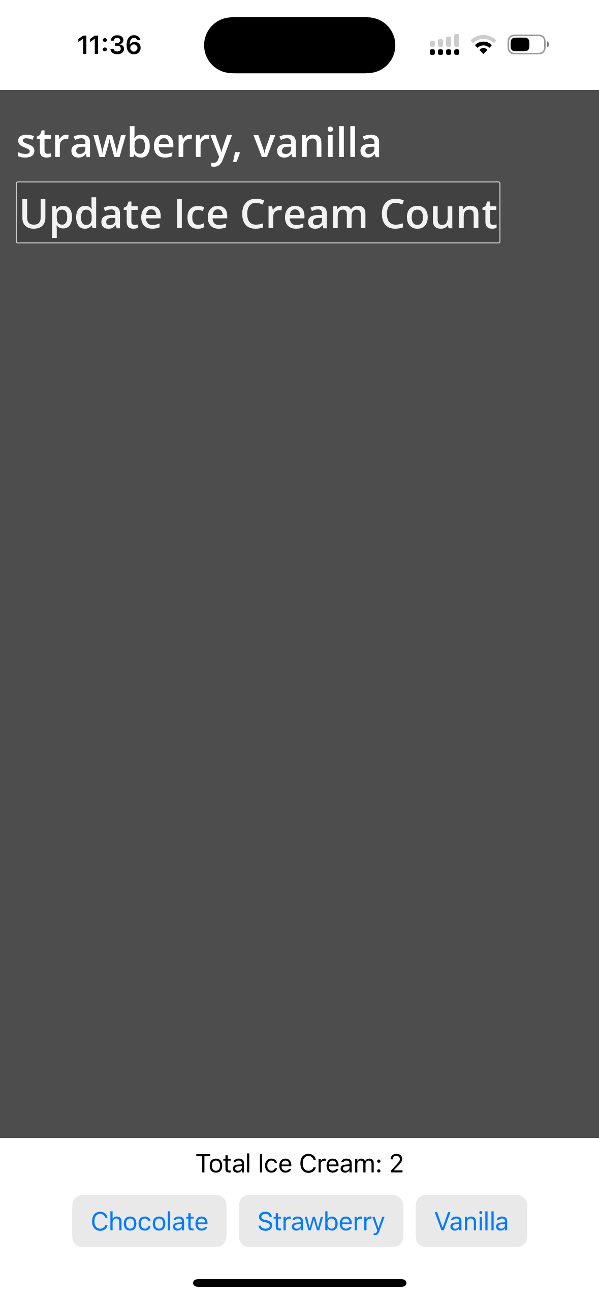 Screenshot of the simplistic game running on an iPhone with the Godot game on top, and the SwiftUI buttons at the bottom.
