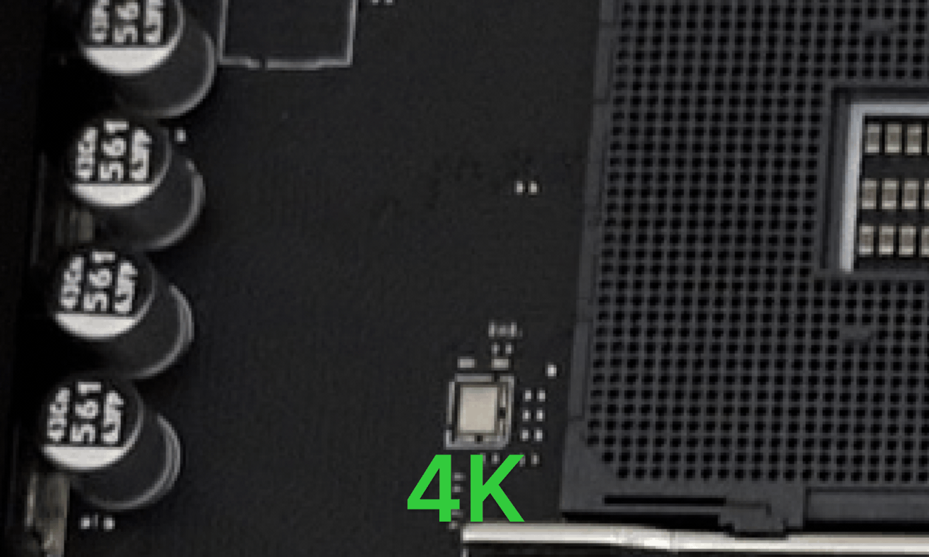 A very zoomed in GIF showing a stark comparison between the sharpness of 4K versus 8K