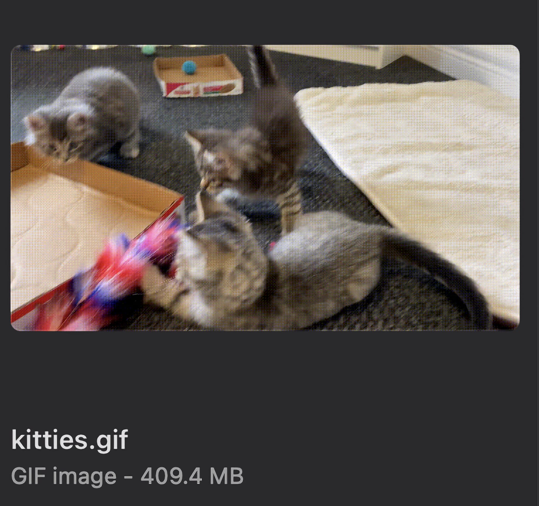A screenshot of macOS Finder showing the GIF at 409.4MB